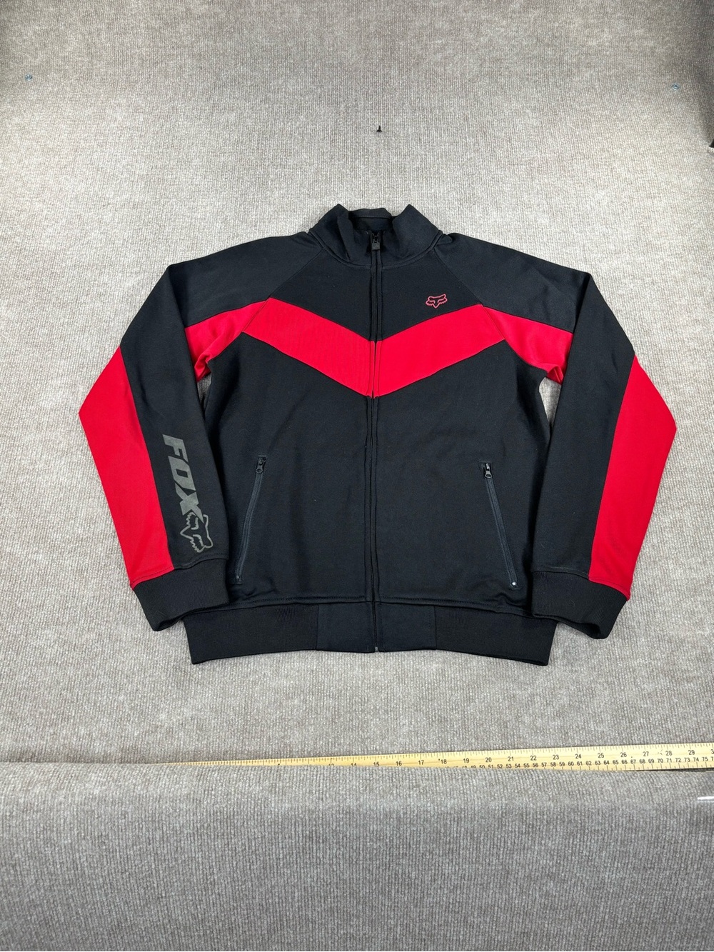 Fox Racing Windbreaker Jacket Mens Medium Lined Graphic Logo Hooded Full Zip